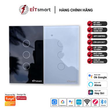 Công tắc thông minh ESW1103 Wifi 3 nút kính cường lực
