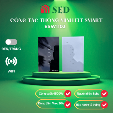 Công tắc thông minh ESW1103 Wifi 3 nút kính cường lực