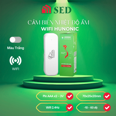 Cảm biến nhiệt độ ẩm Wifi Hunonic bảo hành 12 tháng