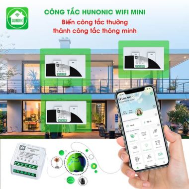 Công tắc Hunonic mini, lắp âm đế điều khiển wifi