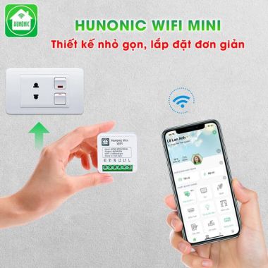 Công tắc Hunonic mini, lắp âm đế điều khiển wifi