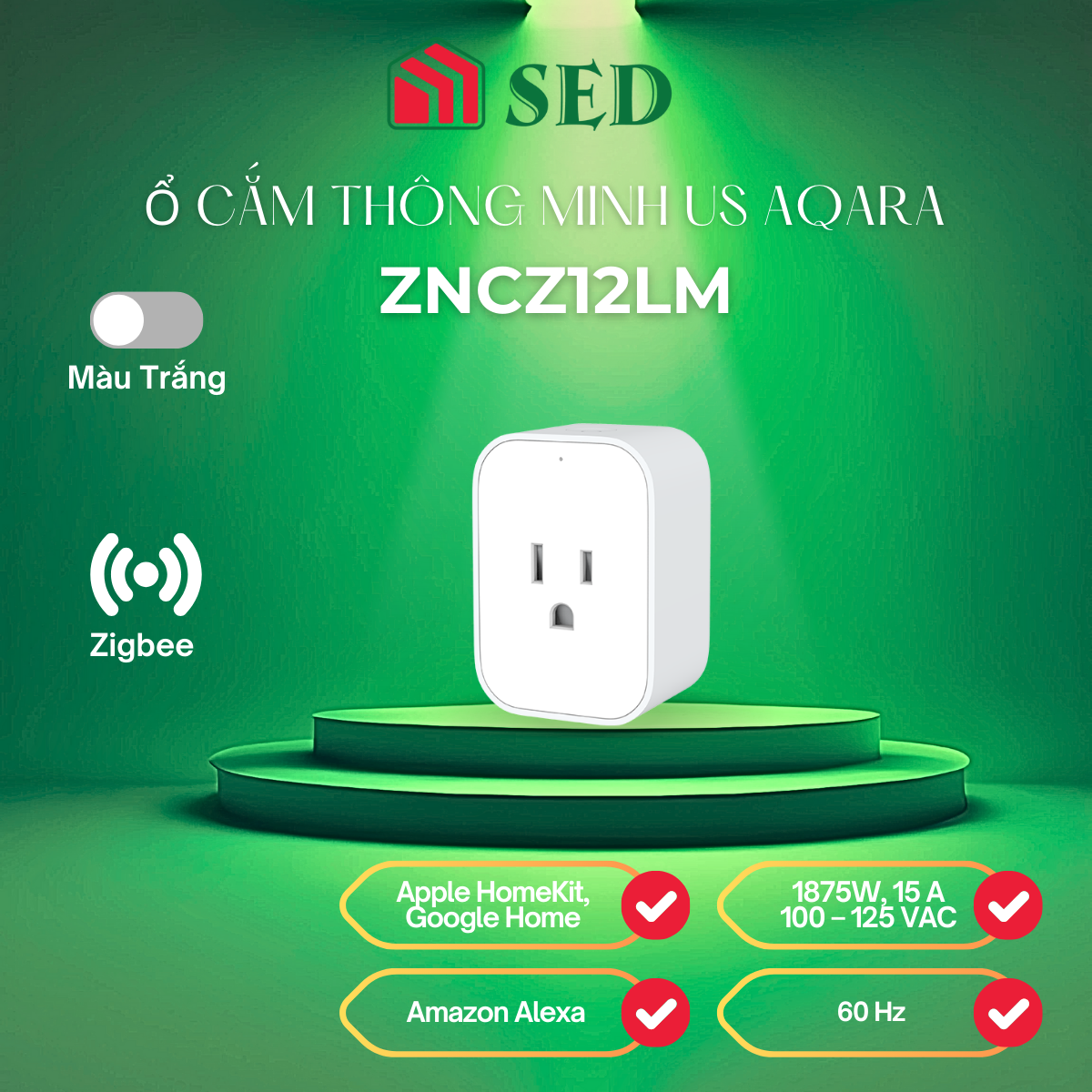 Ổ cắm thông minh US Aqara Kết nối Zigbee