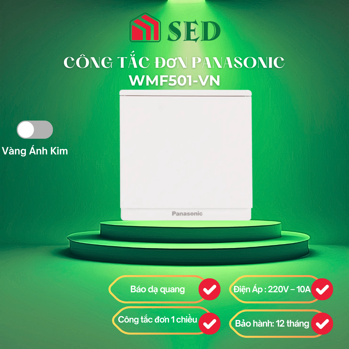 Công Tắc Đơn Panasonic Moderva Trắng WMF501-VN