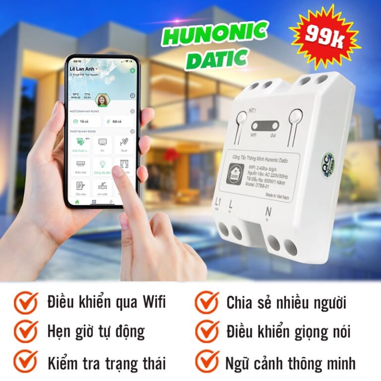 Công Tắc Thông Minh điều khiển từ xa Hunonic Datic Basic