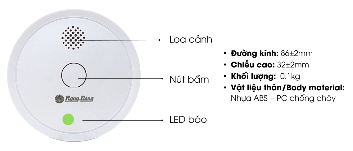 Cảm biến khói thông minh Rạng Đông CB12.SM.RF