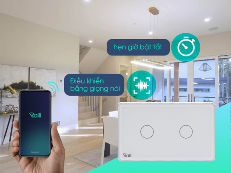 Công tắc thông minh Rạng Đông cảm ứng  CTCU.BLE CN.01T