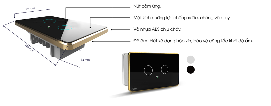 Công tắc thông minh Rạng Đông cảm ứng  CTCU.BLE CN.01T