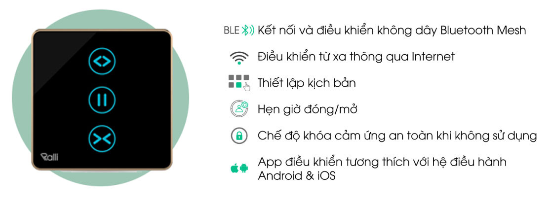 Công tắc cảm ứng rèm Rạng Đông BLE CTCU.BLE V.REMT MN